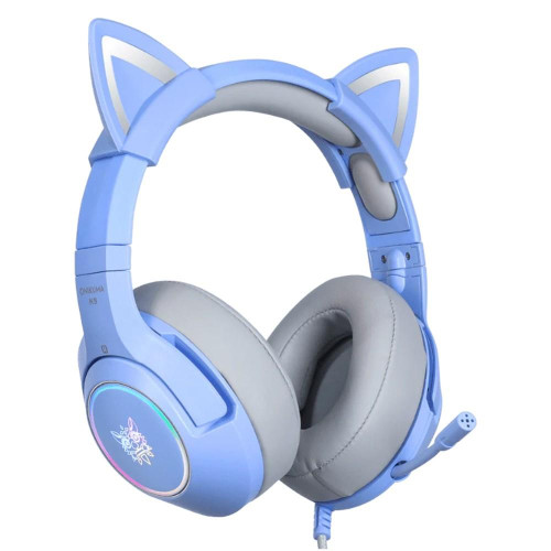 Słuchawki gamingowe K9 RGB kocie uszka USB niebieskie (przewodowe)-9204960