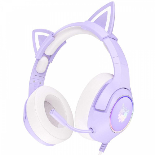 Słuchawki gamingowe Onikuma K9 RGB kocie uszka USB fioletowe (przewodowe)-9204964