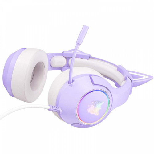 Słuchawki gamingowe Onikuma K9 RGB kocie uszka USB fioletowe (przewodowe)-9204968