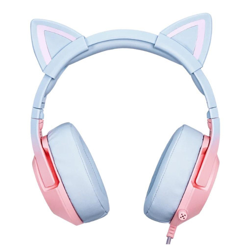 Słuchawki gamingowe K9 7.1 RGB Surround kocie uszka USB różowo-niebieskie-9204971
