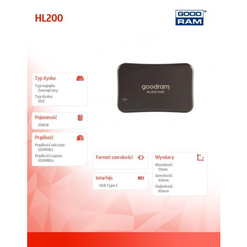 Dysk SSD HL200 256GB USB-C 3.2 Gen2 -9207190