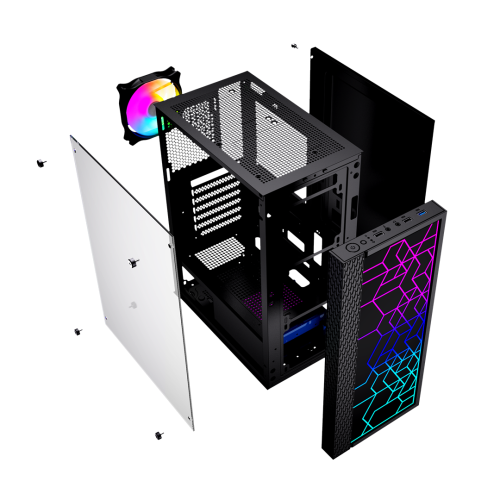 GEMBIRD OBUDOWA FORNAX 2500 MIDI-TOWER (1X USB 3.0, 2X USB 2.0, HD AUDIO, SZKLANY PANEL BOCZNY) CZARNA-9220422