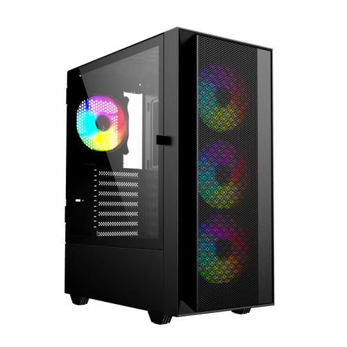 GEMBIRD OBUDOWA FORNAX 4000 MIDI-TOWER (2X USB 3.0, 1X USB 2.0, HD AUDIO, SZKLANY PANEL BOCZNY, PODŚWIETLENIE ARGB) CZAR