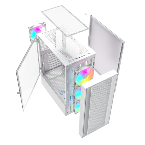 GEMBIRD OBUDOWA FORNAX 4000W MIDI-TOWER (2X USB 3.0, 1X USB 2.0, HD AUDIO, SZKLANY PANEL BOCZNY, PODŚWIETLENIE ARGB) BI