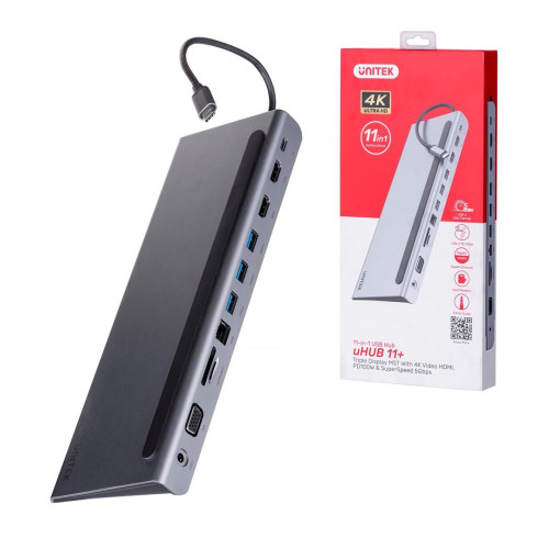 UNITEK HUB USB-C 11W1, USB-C, RJ45, MST, 100W PD-9221268