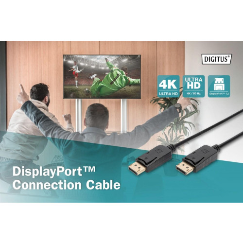 Kabel połączeniowy DisplayPort z zatrzaskami 4K 60Hz UHD Typ DP/DP M/M czarny 1m-9251171