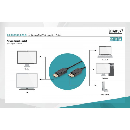 Kabel połączeniowy DisplayPort z zatrzaskami 4K 60Hz UHD Typ DP/DP M/M czarny 2m-9251176