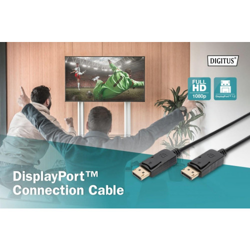 Kabel połączeniowy DisplayPort z zatrzaskami 1080p 60Hz FHD Typ DP/DP M/M 10m Czarny-9251192