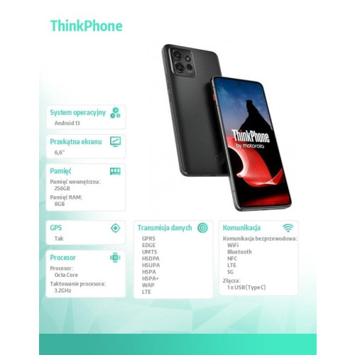 Smartfon ThinkPhone 8/256 GB Carbon Black -9253129
