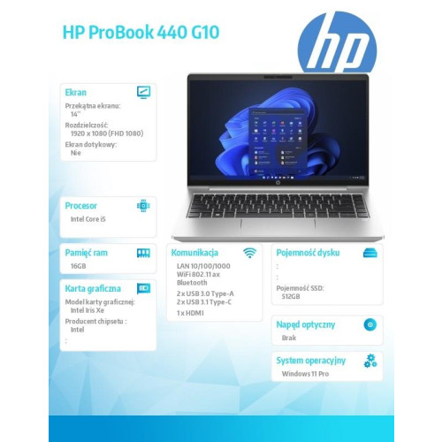 Notebook ProBook 440 G10 i5-1335U 512GB/16GB/W11P/14.0 85C59EA-9254493