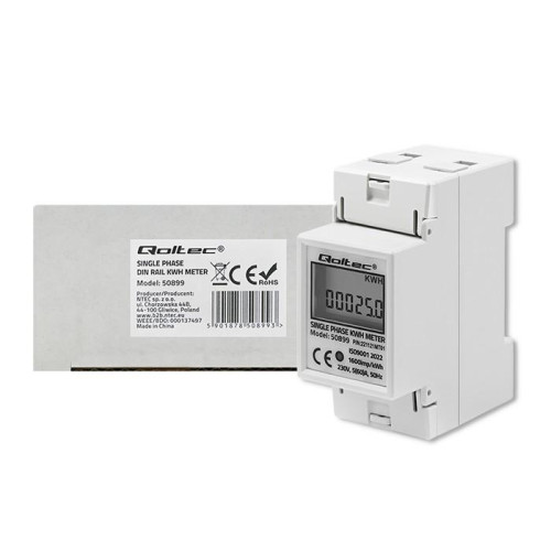 Jednofazowy elektroniczny licznik | miernik zużycia energii na szynę DIN | 230V | LCD | 2P -9254665