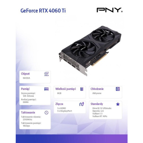 Karta graficzna GeForce RTX 4060 Ti 8GB Verto Dual Fan DLSS 3-9254759