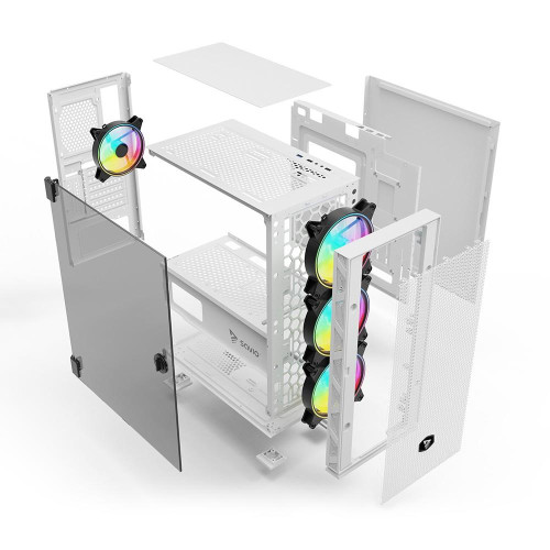 Obudowa komputerowa ARGB Mesh/Glass, Raptor X1 Biała-9255084