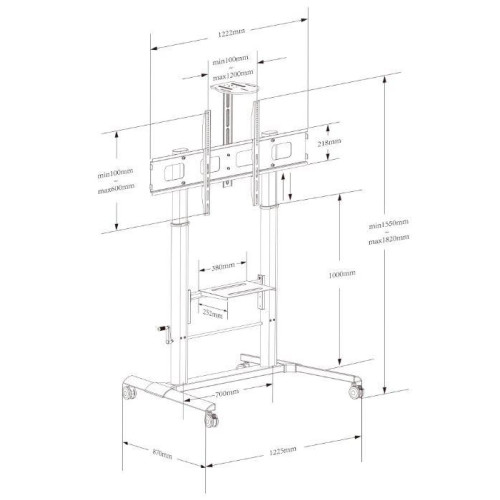 Stojak Mobilny do Tablic interaktywnych 52-110cali, 120kg, płynna regulacja -9255192