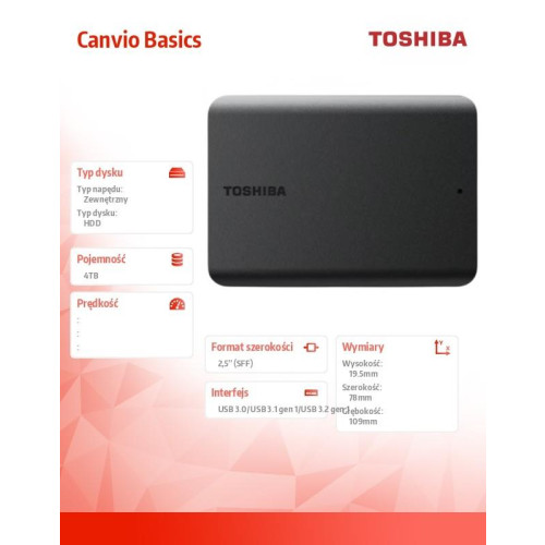Dysk zewnętrzny Canvio Basics 2.5 4TB USB 3.2 2022-9255288