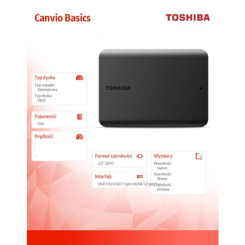 Dysk twardy Canvio Basics 2.5 1TB USB 3.0 2022 czarny-9256269