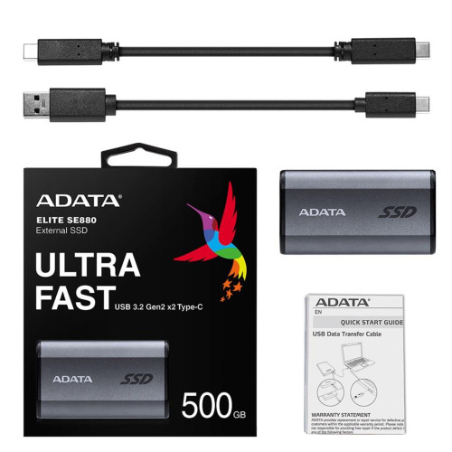 Dysk zewnętrzny SSD ADATA Elite SE880 500GB Szary-9292042