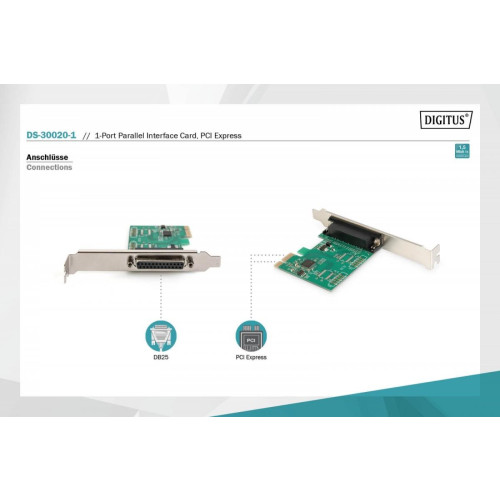 Karta rozszerzeń (Kontroler) LPT PCI Express, 1xDB25, Low Profile, Chipset: ASIX99100-9363136