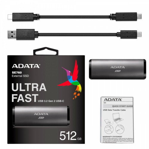 Dysk zewnętrzny SSD SE760 512G USB3.2-A/C Tytanowy-9363836