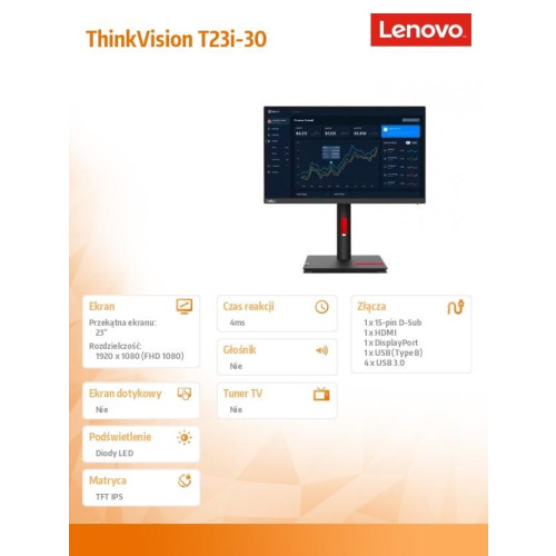 Monitor 23.0 ThinkVision T23i-30 WLED LCD 63B2MAT6EU -9367525