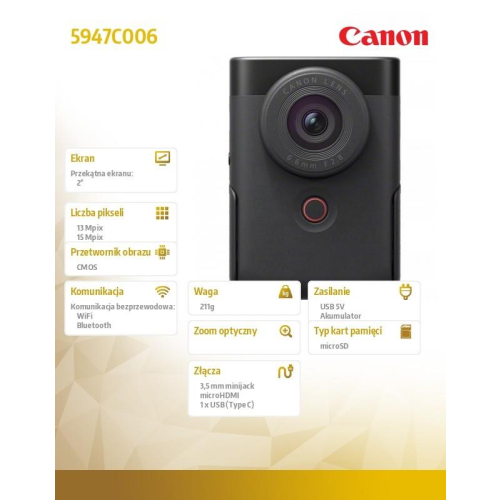 Zaawansowany zestaw do vlogowania PowerShot V10 Advanced Vlogging czarny 5947C006-9370658