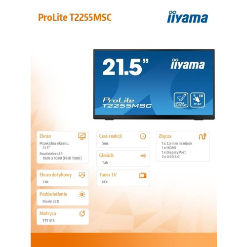 Monitor 21.5 cala T2255MSC-B1 POJ.10PKT.IPS,HDMI,DP,2xUSB 3.0-9371995
