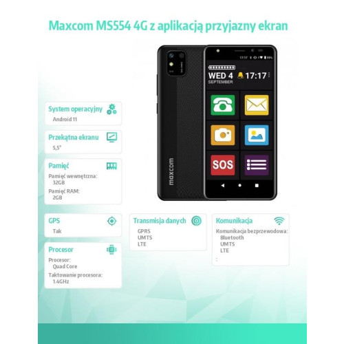 Smartfon MS 554 4G z aplikacją przyjazny ekran -9372321