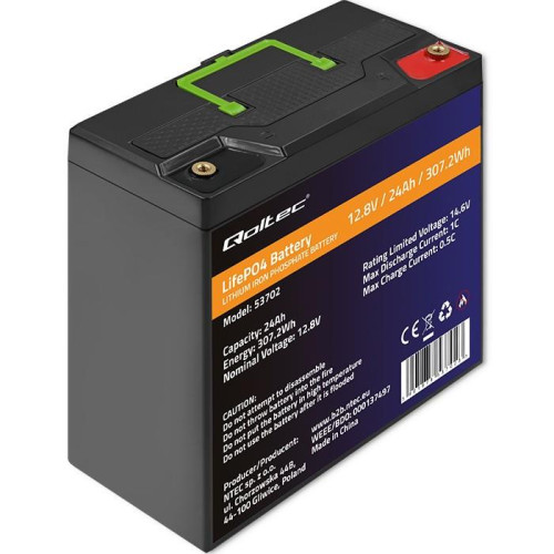 Akumulator LiFePO4 Litowo-Żelazowo-Fosforanowy | 12.8V | 24Ah | 307.2Wh | BMS -9376095