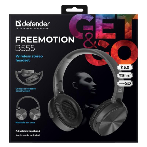 Słuchawki bezprzewodowe nauszne Freemotion B555 Czarne-9376170