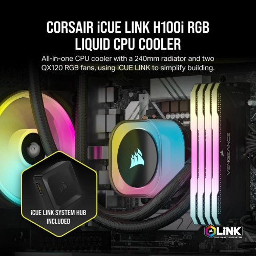 Chłodzenie wodne Corsair iCUE LINK H100i RGB Black-9414742