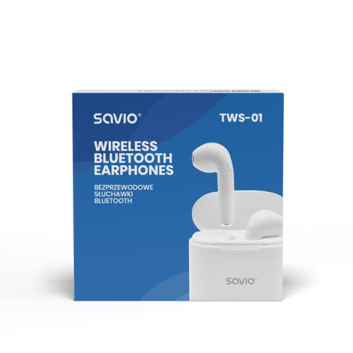 Słuchawki bezprzewodowe Savio TWS-01 BT 5.0 z mikrofonem i power bankiem-9425410