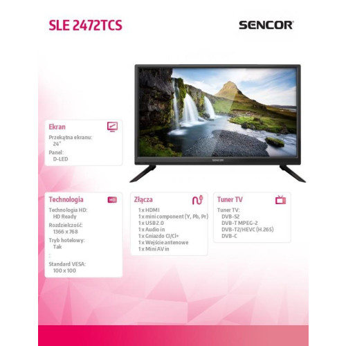Telewizor 24 cale SLE 2472TCS HD READY,DVB-T/T2/C/S2 -9428001