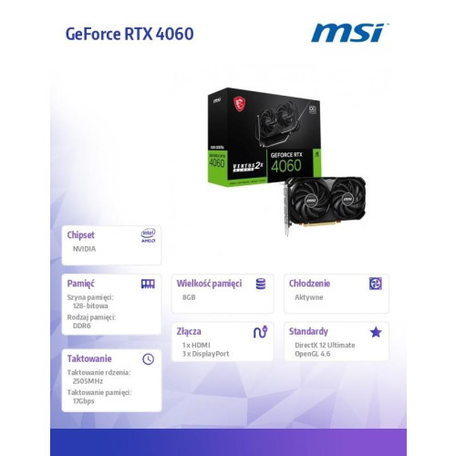 Karta graficzna GeForce RTX 4060 Ventus 2X Black OC 8GB GDDR6 128bit-9428374