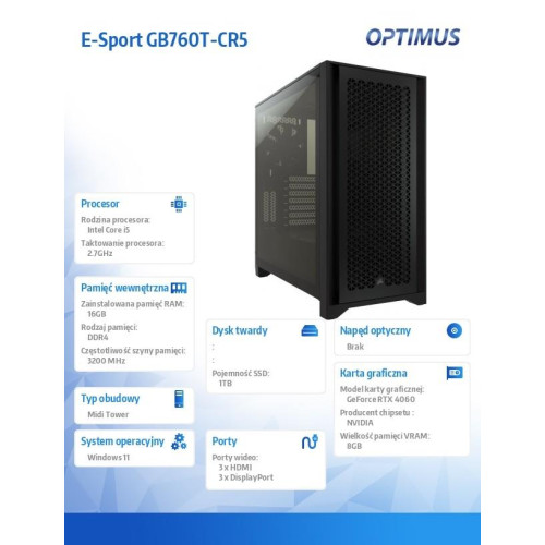 Komputer E-Sport GB760T-CR5 i5-13600/16GB/1TB/RTX 4060 OC 8GB/W11-9428824