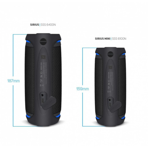 Głośnik Bluetooth SSS 6400 Sirius 30W, TWS, NFC, IPX6 Czarny-9429473