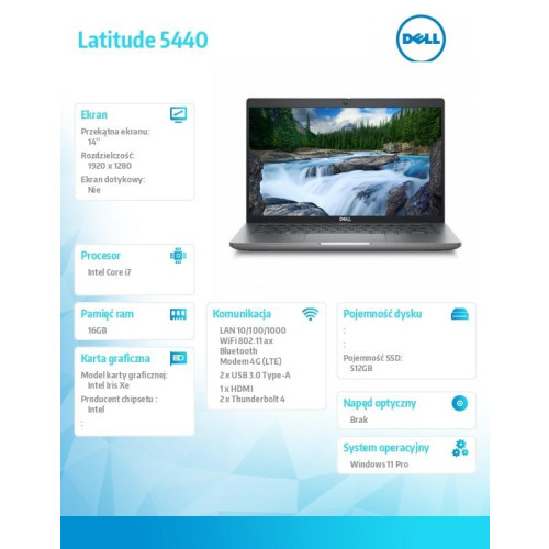 Notebook Latitude 5440 Win11Pro i7-1355U/16GB/512GB SSD/14.0