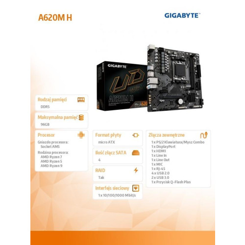 Płyta główna A620M H AM5 2DDR5 HDMI/DP M.2 mATX -9429931
