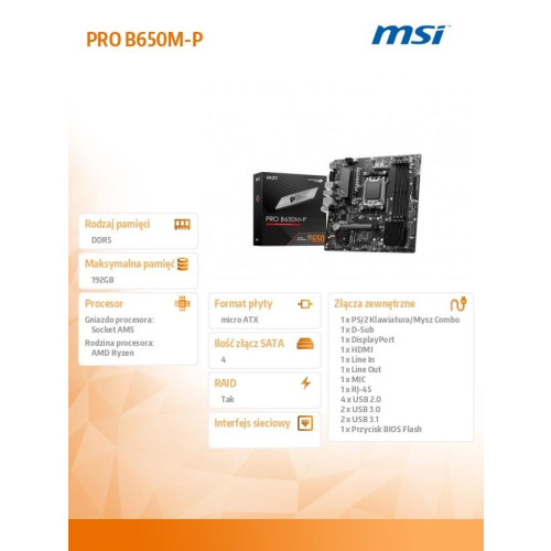 Płyta główna PRO B650M-P AM5 4DDR5 HDMI/DP mATX -9432774