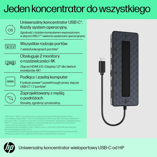 Stacja dokująca HP USB-C Universal Multiport Hub czarna 50H98AA-9442837