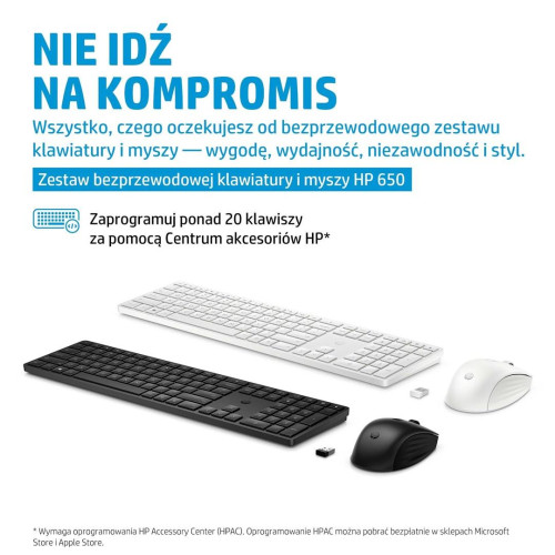 Zestaw klawiatura + mysz HP 650 Wireless Keyboard and Mouse Combo bezprzewodowe czarne 4R013AA-9474361