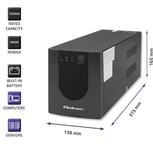 QOLTEC ZASILACZ AWARYJNY UPS LINE INTERACTIVE | MONOLITH | 1500VA | 900W-9477395