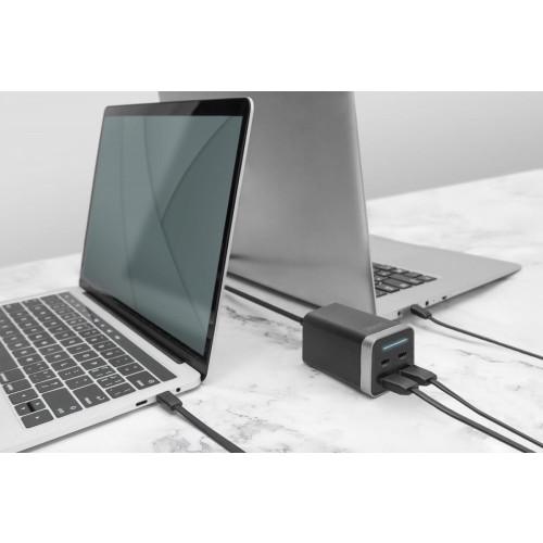 Ładowarka sieciowa uniwersalna, zasilacz GaN, 4 porty 2x USB-C 2x USB-A PD 3.0 65W Czarna-9519712