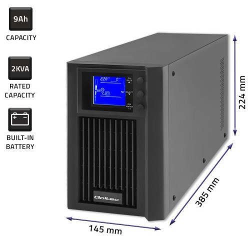 Zasilacz awaryjny UPS | On-line | Pure Sine Wave | 2kVA | 1.6kW |LCD | USB -9521419