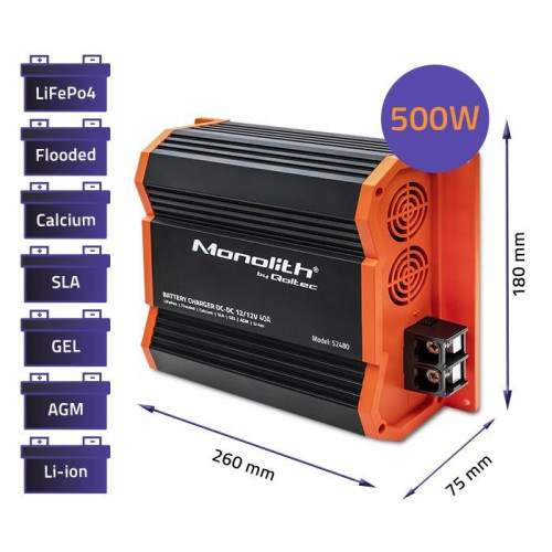 Ładowarka Monolith DC-DC do akumulatorów LiFePO4 AGM 12V-12V | 40A | 500W -9521997