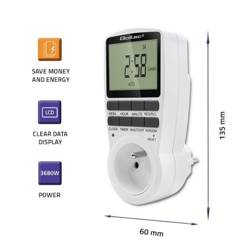 Elektroniczny programator czasowy PC0628 | 3680W | 16A | LCD -9522024