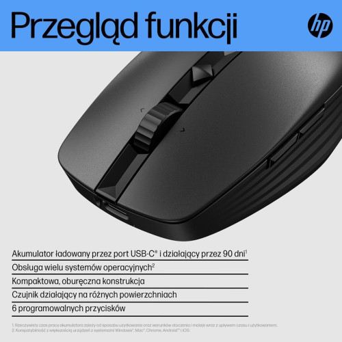 Mysz HP 710 Rechargeable Silent Mouse Black bezprzewodowa z akumulatorem czarna 6E6F2AA-9534663