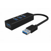 Hub IB-HUB1419-U3 USB 3.0 na 4-Port Type-A, Aluminium, czarny, Kabel 15cm -966157
