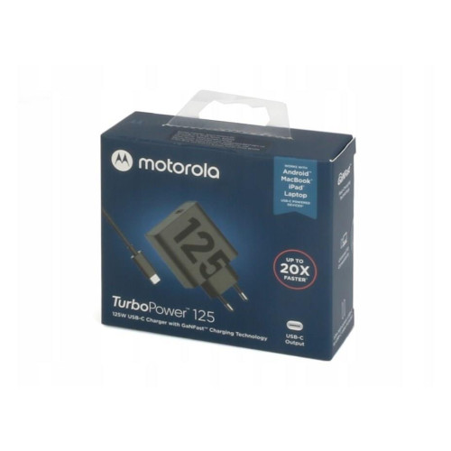 Motorola Wall Charger TurboPower 125W GaN USB-A w/ 1m USB-C, Black-9686911