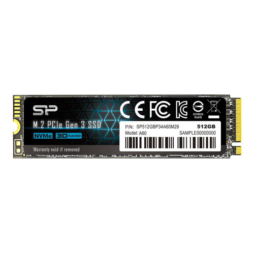 Dysk SSD Silicon Power A60 512GB M.2 PCIe NVMe Gen3x4 TLC 2200/1600 MB/s (SP512GBP34A60M28)-976100