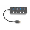 Hub USB 3.0/Koncentrator 4-portowy USB A + adapter USB-C 5Gbps z wyłącznikami, aluminiowy, pasywny-9809461